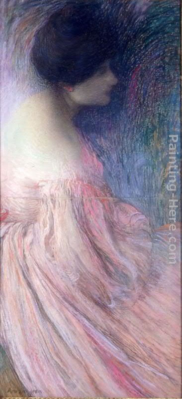 Femme en robe rose painting - Edmond Francois Aman-Jean Femme en robe rose art painting